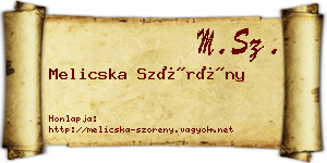 Melicska Szörény névjegykártya